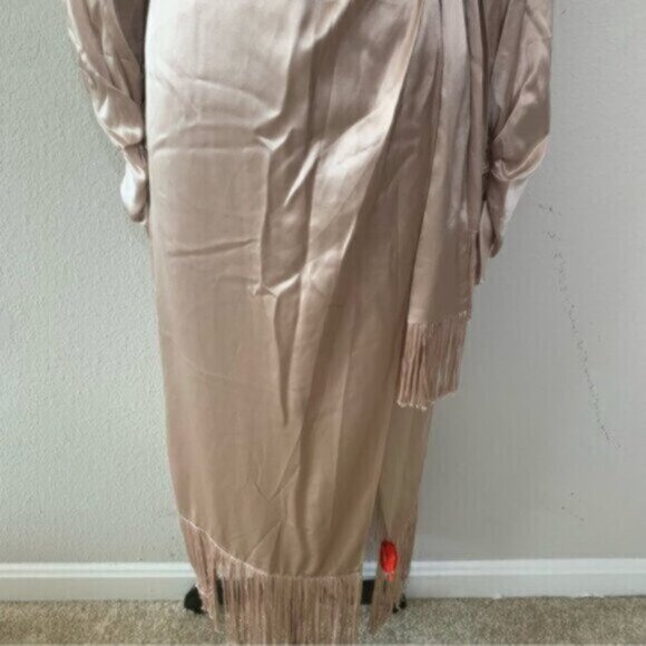 NWT Cinq A Sept Page Fringe Trim Silk Midi Wrap Dress - Picture 5 of 15
